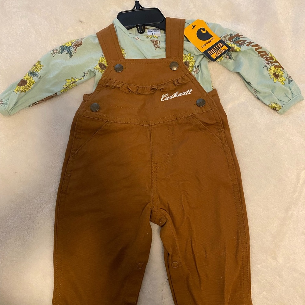 Carhartt Brown Overalls with Floral Accents